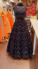Thumbnail for Jyoti Fashion Wine Thread with Sequence Embroidery Faux Georgette Lehenga Choli with Dupatta - Distacart