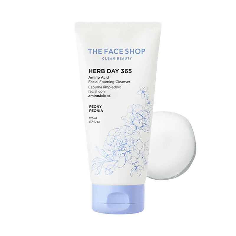 The Face Shop Herb Day Amino Acid Face Wash, Gentle Cleanser that Exfoliates & Brighten Skin - Korean Skincare - Distacart