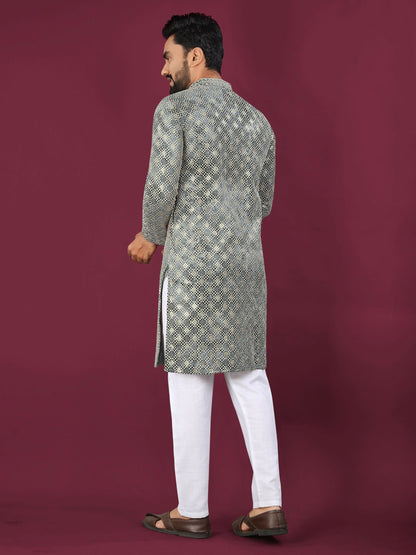Anaita Grey Chikankari Work Viscose Rayon Straight Kurta - Distacart
