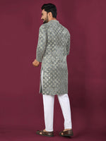 Thumbnail for Anaita Grey Chikankari Work Viscose Rayon Straight Kurta - Distacart
