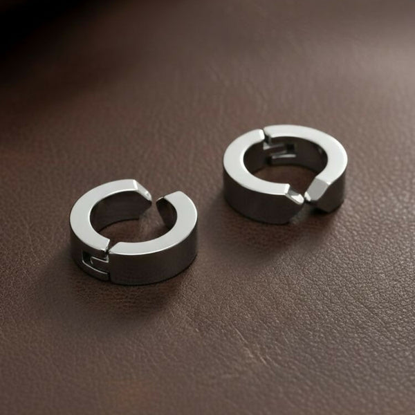 NVR Men's Silver Plated Hoop Earrings - Distacart