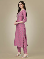 Thumbnail for Jyoti Fashion Women's Purple Rayon Embroidered Kurta Pant Set - Distacart