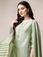 Thumbnail for Embroidered Kurta With Pant & Dupatta Set, Multicolor - Hiral Fashion - Distacart