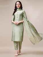 Thumbnail for Embroidered Kurta With Pant & Dupatta Set, Multicolor - Hiral Fashion - Distacart