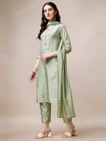 Thumbnail for Embroidered Kurta With Pant & Dupatta Set, Multicolor - Hiral Fashion - Distacart