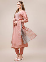 Thumbnail for Embroidered Kurta With Pant And Dupatta Set, Multicolor - Hiral Fashion - Distacart