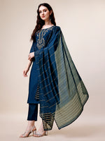 Thumbnail for Hand Embroidered Kurta With Pant & Dupatta, Multicolor - Hiral Fashion - Dista