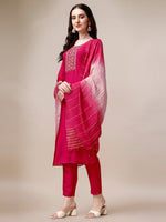 Thumbnail for Embroidered Kurta With Pant & Dupatta Set, Multicolor - Hiral Fashion - Dista