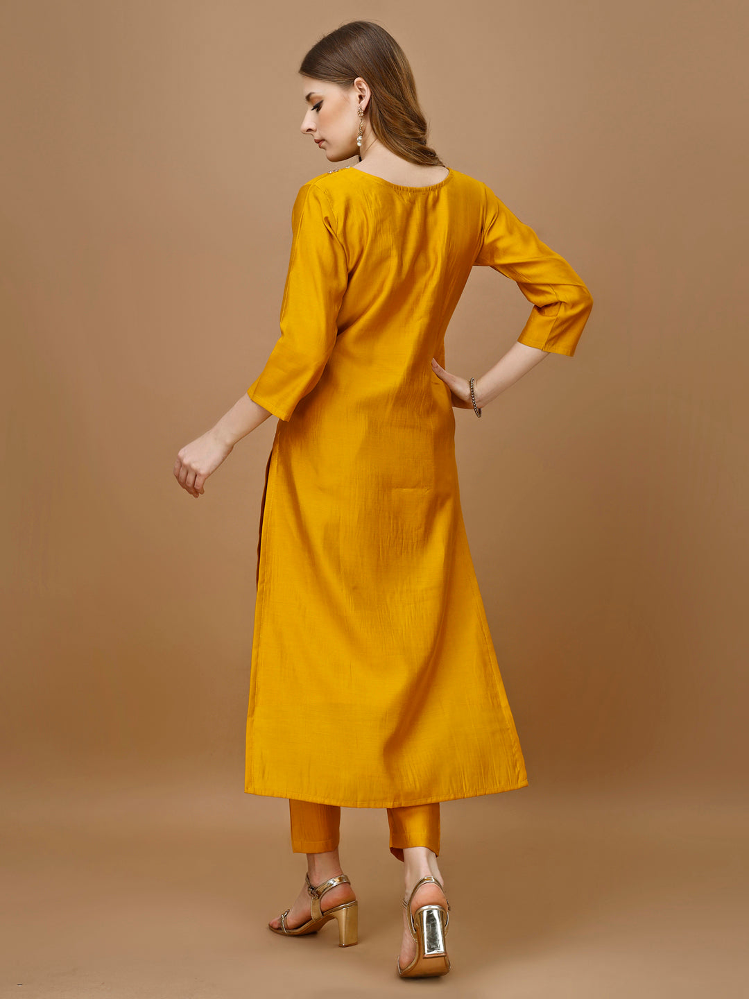 Hand Embroidered Kurta With Pant & Banarasi Dupatta Premium, Multicolor - Hiral Fashion - Dista