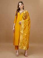 Thumbnail for Hand Embroidered Kurta With Pant & Banarasi Dupatta Premium, Multicolor - Hiral Fashion - Dista