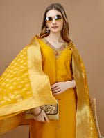 Thumbnail for Hand Embroidered Kurta With Pant & Banarasi Dupatta Premium, Multicolor - Hiral Fashion - Dista