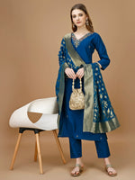 Thumbnail for Hand Embroidered Kurta With Pant & Banarasi Dupatta Premium, Multicolor - Hiral Fashion - Dista