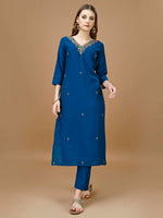 Thumbnail for Hand Embroidered Kurta With Pant & Banarasi Dupatta Premium, Multicolor - Hiral Fashion - Dista
