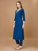 Thumbnail for Hand Embroidered Kurta With Pant & Banarasi Dupatta Premium, Multicolor - Hiral Fashion - Dista