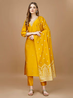 Thumbnail for Hand Embroidered Kurta With Pant & Banarasi Dupatta Premium, Multicolor - Hiral Fashion - Distacart
