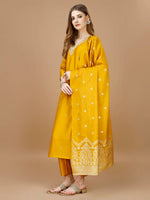 Thumbnail for Hand Embroidered Kurta With Pant & Banarasi Dupatta Premium, Multicolor - Hiral Fashion - Distacart
