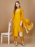 Thumbnail for Hand Embroidered Kurta With Pant & Banarasi Dupatta Premium, Multicolor - Hiral Fashion - Distacart