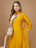Thumbnail for Hand Embroidered Kurta With Pant & Banarasi Dupatta Premium, Multicolor - Hiral Fashion - Distacart
