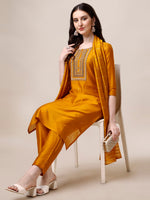 Thumbnail for Hand Embroidered Kurta With Pant And Dupatta Set, Multicolor - Hiral Fashion - Distacart