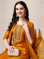 Thumbnail for Hand Embroidered Kurta With Pant And Dupatta Set, Multicolor - Hiral Fashion - Distacart