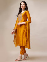 Thumbnail for Hand Embroidered Kurta With Pant And Dupatta Set, Multicolor - Hiral Fashion - Distacart