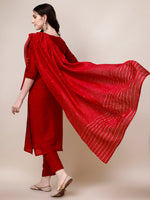 Thumbnail for Hand Embroidered Kurta With Pant And Dupatta Set, Multicolor - Hiral Fashion - Dista