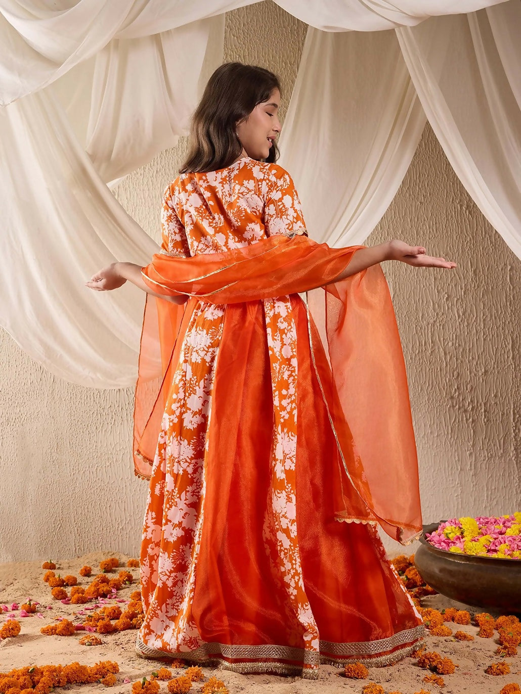 Joban Fashion Girl's Rust Color Lehenga Choli