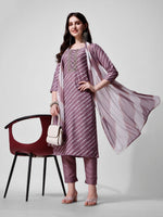 Thumbnail for Leheriya Printed & Embroidered Kurta With Pant & Dupatta Set, Multicolor - Hiral Fashion - Dista