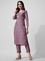 Thumbnail for Leheriya Printed & Embroidered Kurta With Pant & Dupatta Set, Multicolor - Hiral Fashion - Dista
