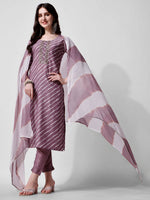 Thumbnail for Leheriya Printed & Embroidered Kurta With Pant & Dupatta Set, Multicolor - Hiral Fashion - Dista