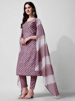 Thumbnail for Leheriya Printed & Embroidered Kurta With Pant & Dupatta Set, Multicolor - Hiral Fashion - Dista