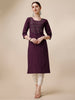 Wine Embroidered Kurta, Multicolor - Hiral Fashion - Dista