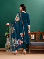 Thumbnail for Hand Embroidered Kurta With Pant & Organza Printed Dupatta, Multicolor - Hiral Fashion - Dista