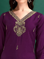 Thumbnail for Hand Embroidered Kurta With Pant & Organza Printed Dupatta Premium, Multicolor - Hiral Fashion - Dista