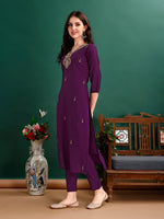 Thumbnail for Hand Embroidered Kurta With Pant & Organza Printed Dupatta Premium, Multicolor - Hiral Fashion - Dista