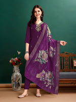 Thumbnail for Hand Embroidered Kurta With Pant & Organza Printed Dupatta Premium, Multicolor - Hiral Fashion - Dista