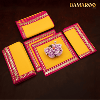 Thumbnail for Damaroo Combo Pack of 5 | Regal Nylon Pooja Aasan & Mat | Pink Sequins & Gotapatti Border - Mango Yellow - Distacart