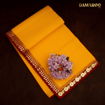 Thumbnail for Damaroo 6x8 ft | Classic Nylon Pooja Mat | Red Gotapatti Border - Mango Yellow - Distacart