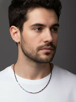 Thumbnail for NVR Men's Handcrafted Multicolour Rhodium Plated Chain - Distacart