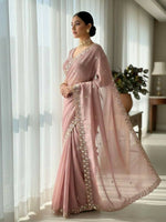 Thumbnail for Joban Fashion Maroon Fandy Satin Silk Party Wear Sarees - Distacart