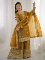 Thumbnail for Teeya Creation Yellow Color Fendy Silk Embroidery Work Wedding Wear Salwar Suit - Distacart