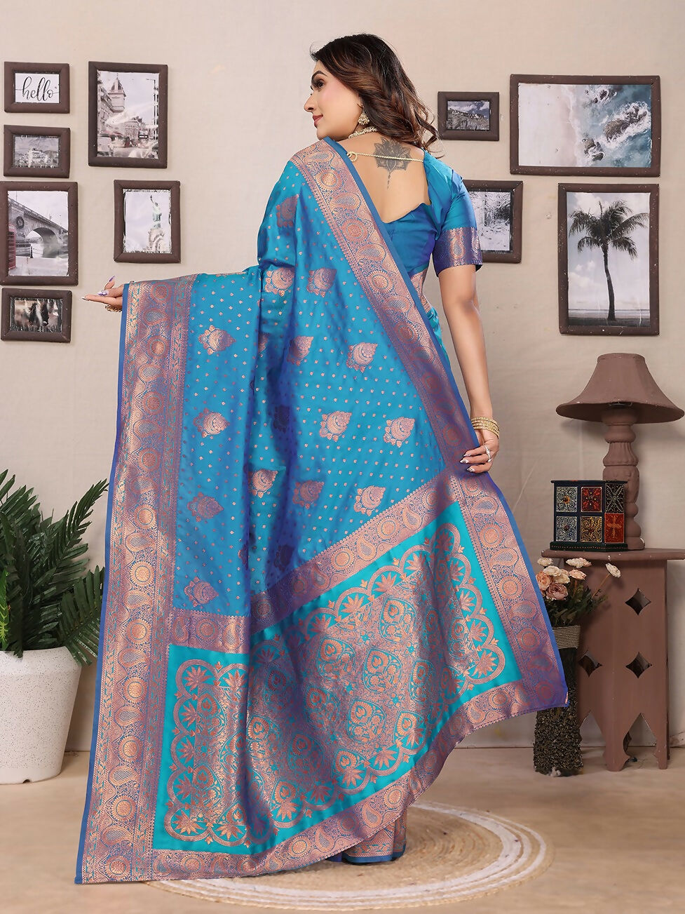 Joban Fashion Banarasi Royal Blue Woven Soft Silk Saree