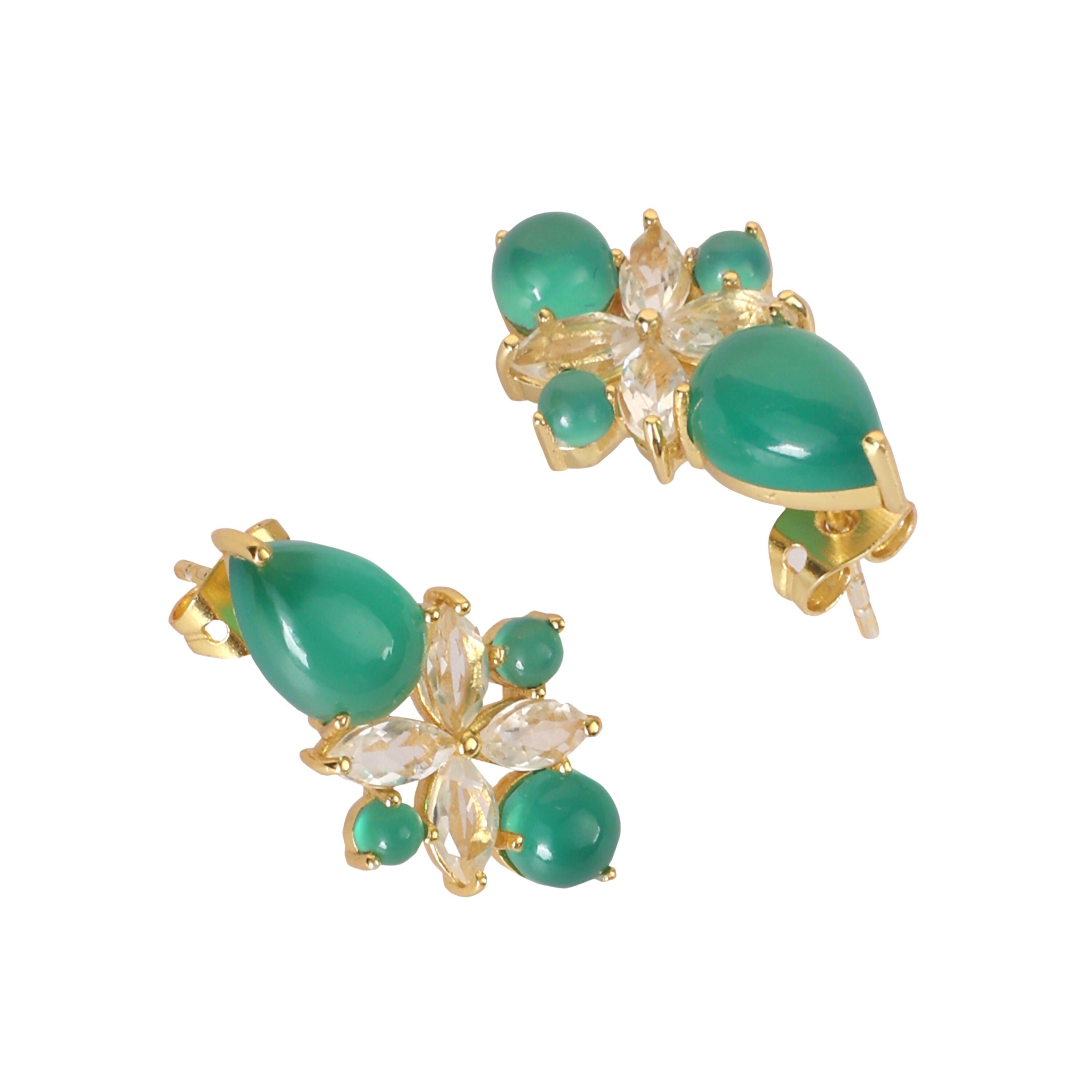 Nuyug 18k Gold Plated Floral Diamond Glow Earrings