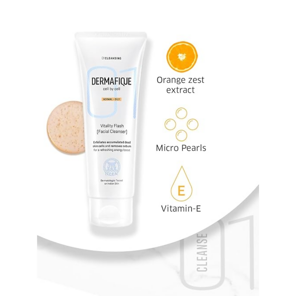 Dermafique Vitality Flash Facial Cleanser Exfoliating Face wash - Dista