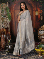 Thumbnail for Astita Organza Gray Saree