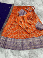 Thumbnail for Teeya Creation New Womens Latest Embroidered Designer Lehenga Choli Set - Orange - Dista