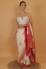 Thumbnail for Joban Fashion Silk Pearl And Beads Hand Embroidery Padded Blouse - Pearl White