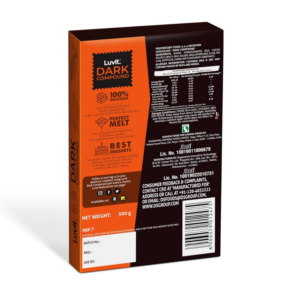 LuvIt. Cocoa Crush - Dark Compound Bars - Distacart