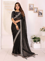 Thumbnail for Vedant Vastram Georgette Embroidered & Sequin work Bollywood Fancy Saree - Black - Dista