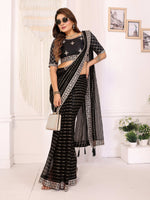 Thumbnail for Vedant Vastram Georgette Embroidered & Sequin work Bollywood Fancy Saree - Black - Dista